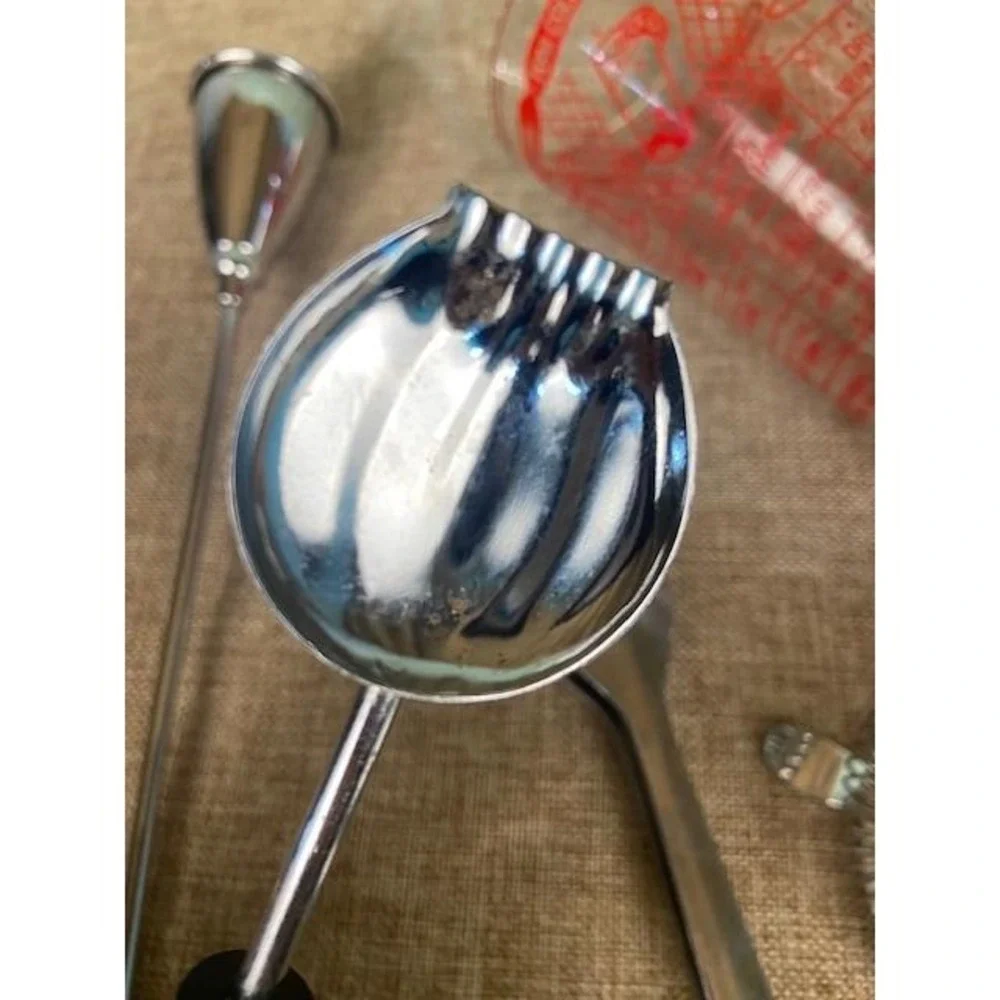 Vintage Cocktail Multi-Recipe Mixing Glass and 5 Piece Bar Tool Set Stainless
